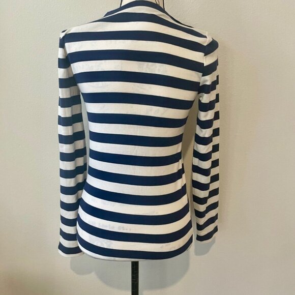 J.CREW TOP CREW NECK TAILORED GOLDEN BUTTONS BLUE LINES SZ S COASTAL SAILOR CORE - Picture 13 of 16